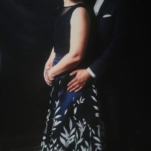 Formal Ball Gown / Prom Dress - Blue & White